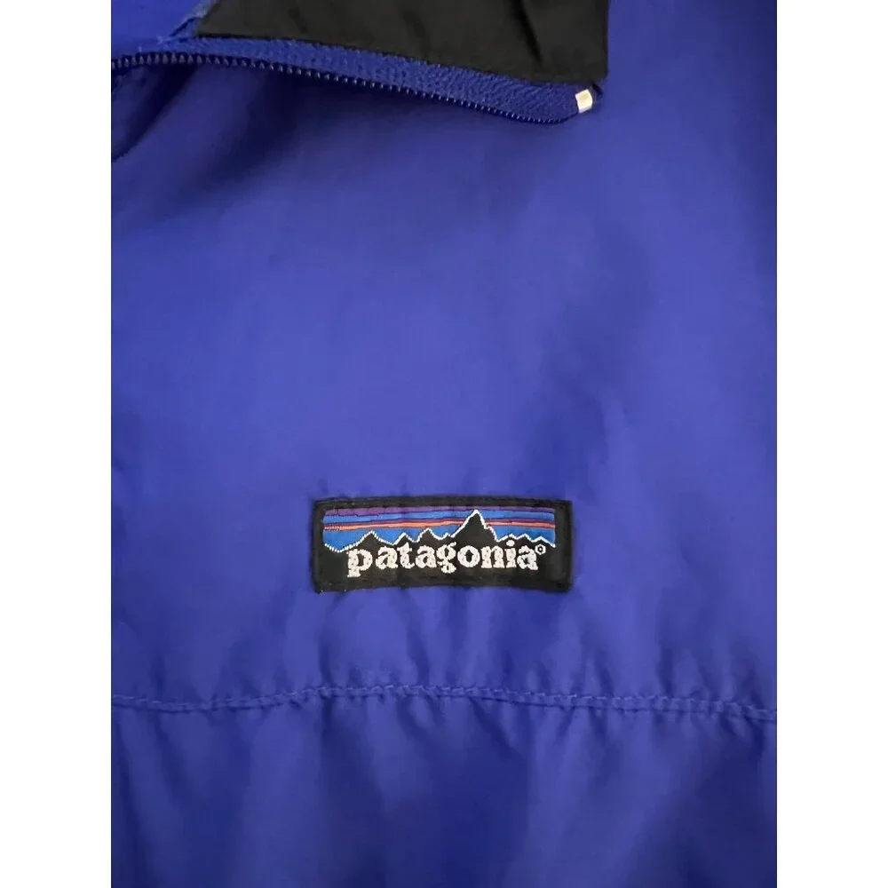 Patagonia Mens Blue Pullover Jacket With Black Collar Lightweight Half-Zip Size
